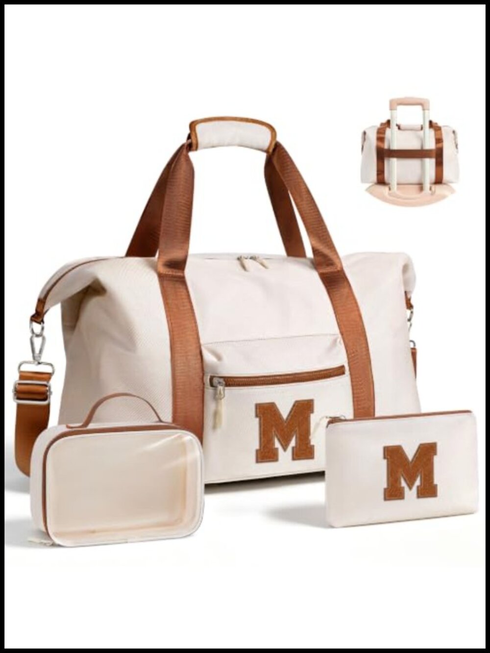 Initial Duffle Bag Travel Overnight Weekender Waterproof Polyester Monogram Gym